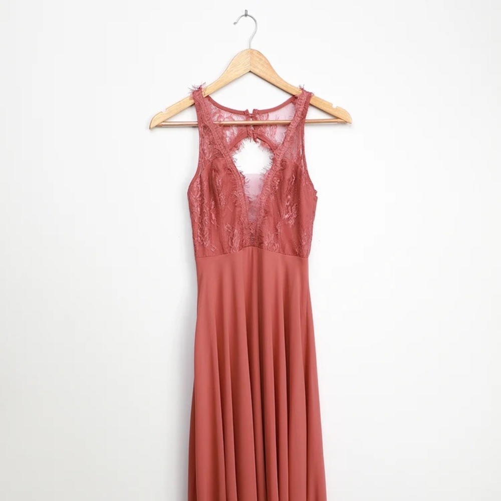 New With Tags Lasting Beauty Rusty Rose Lace Maxi Dress